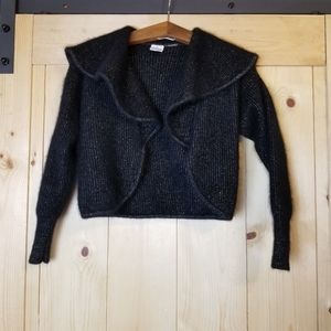 Vintage Qui Designer Collection Wool Blend Black Gold Open Front Short Sweater